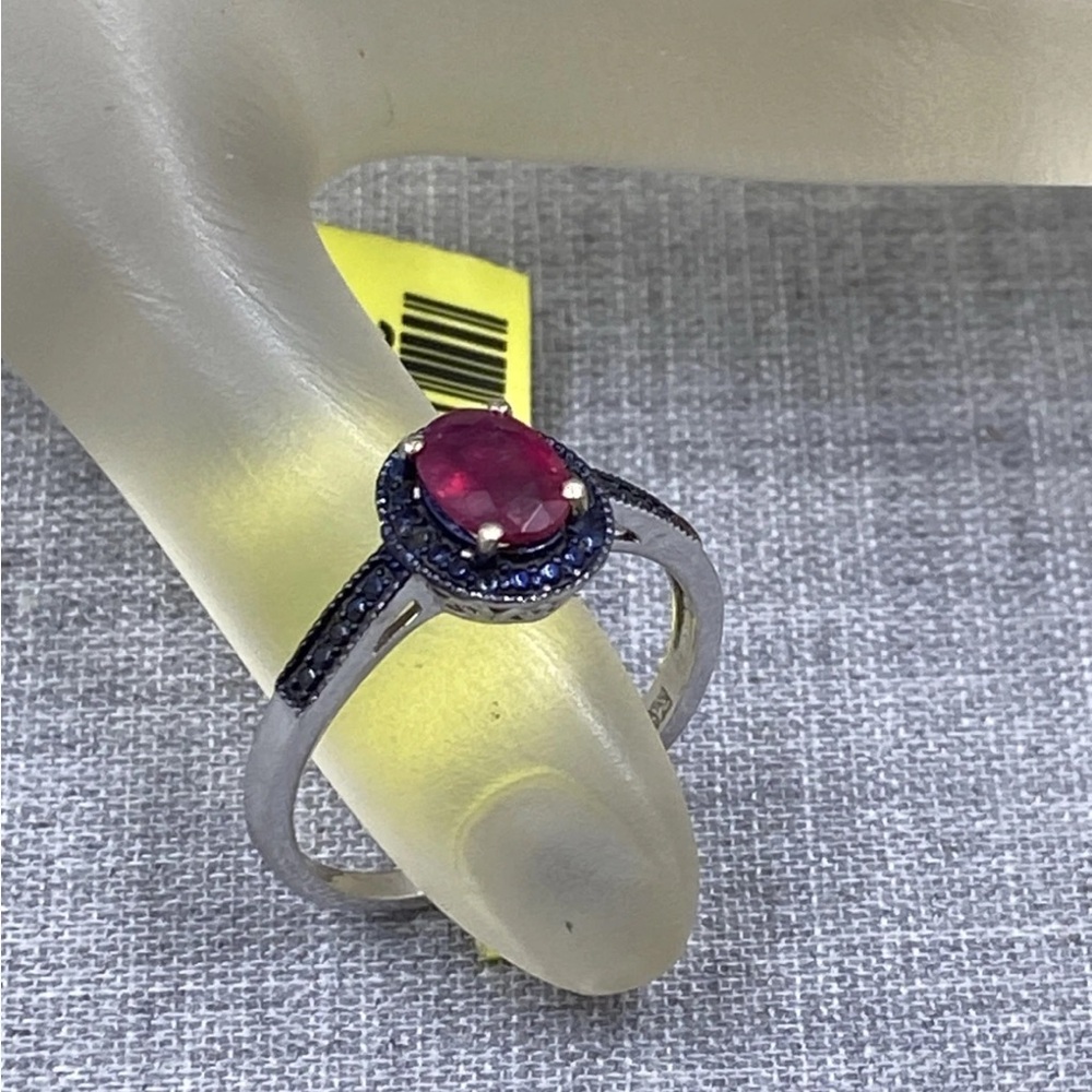 Elegant Ruby And Spinel Silver Ring - image 3